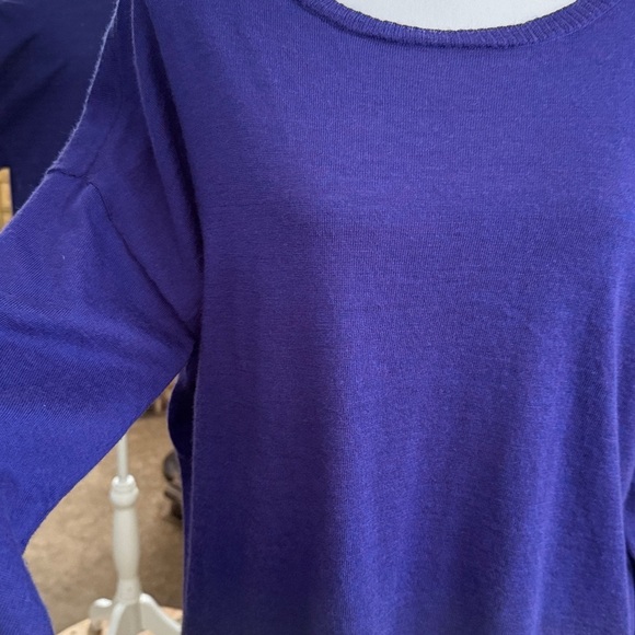 Eileen Fisher Rich Purple/Blue 100% Merino Wool Knit Top - Picture 2 of 10